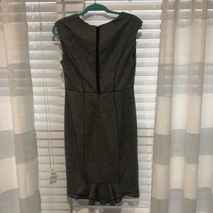 Fitted cap sleeved dress with ruffled tail